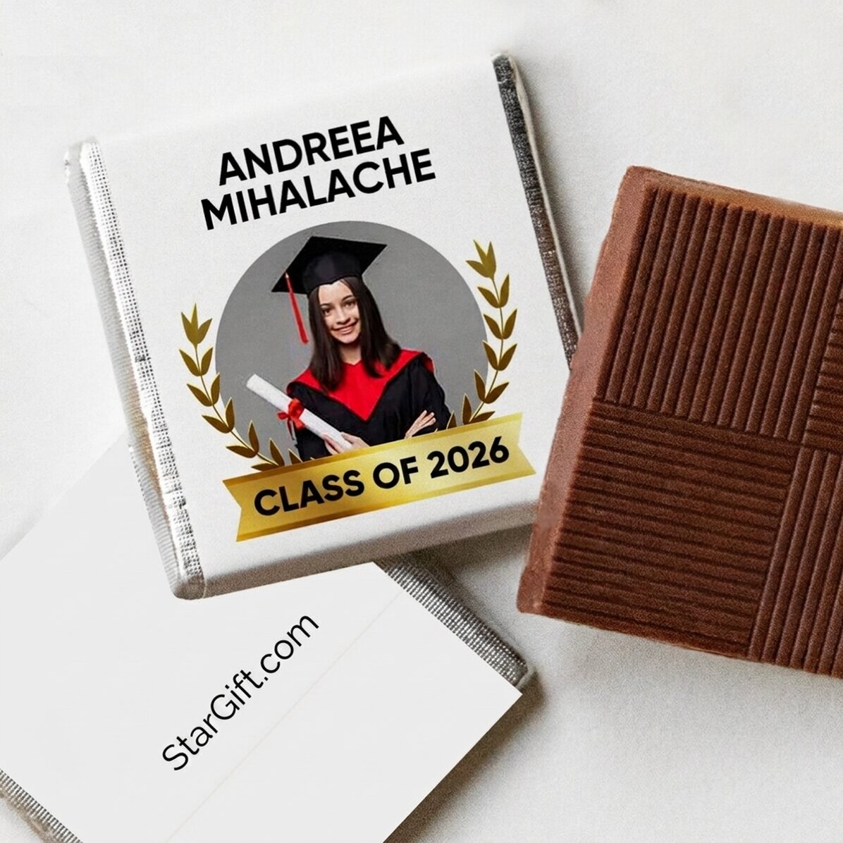 Personalisierte Mini-Schokolade mit Text und Foto oder Logo – Schulabschluss