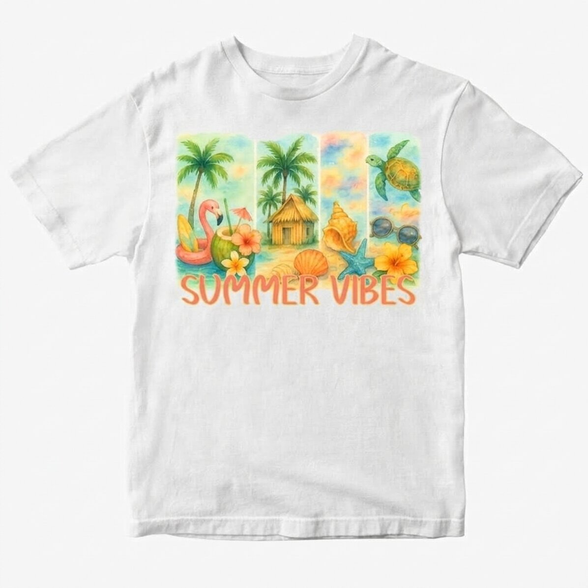 Personalisiertes Baumwoll-T-Shirt mit Aufdruck – Summer Vibes