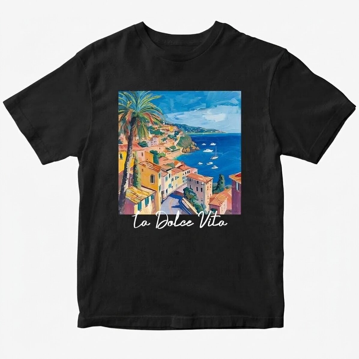 Personalisiertes Baumwoll-T-Shirt mit Aufdruck – La Dolce Vita