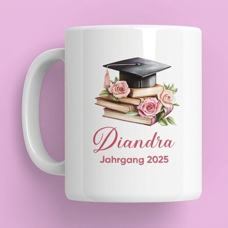 Personalisierte Tasse mit Namen und Text – Schulabschluss