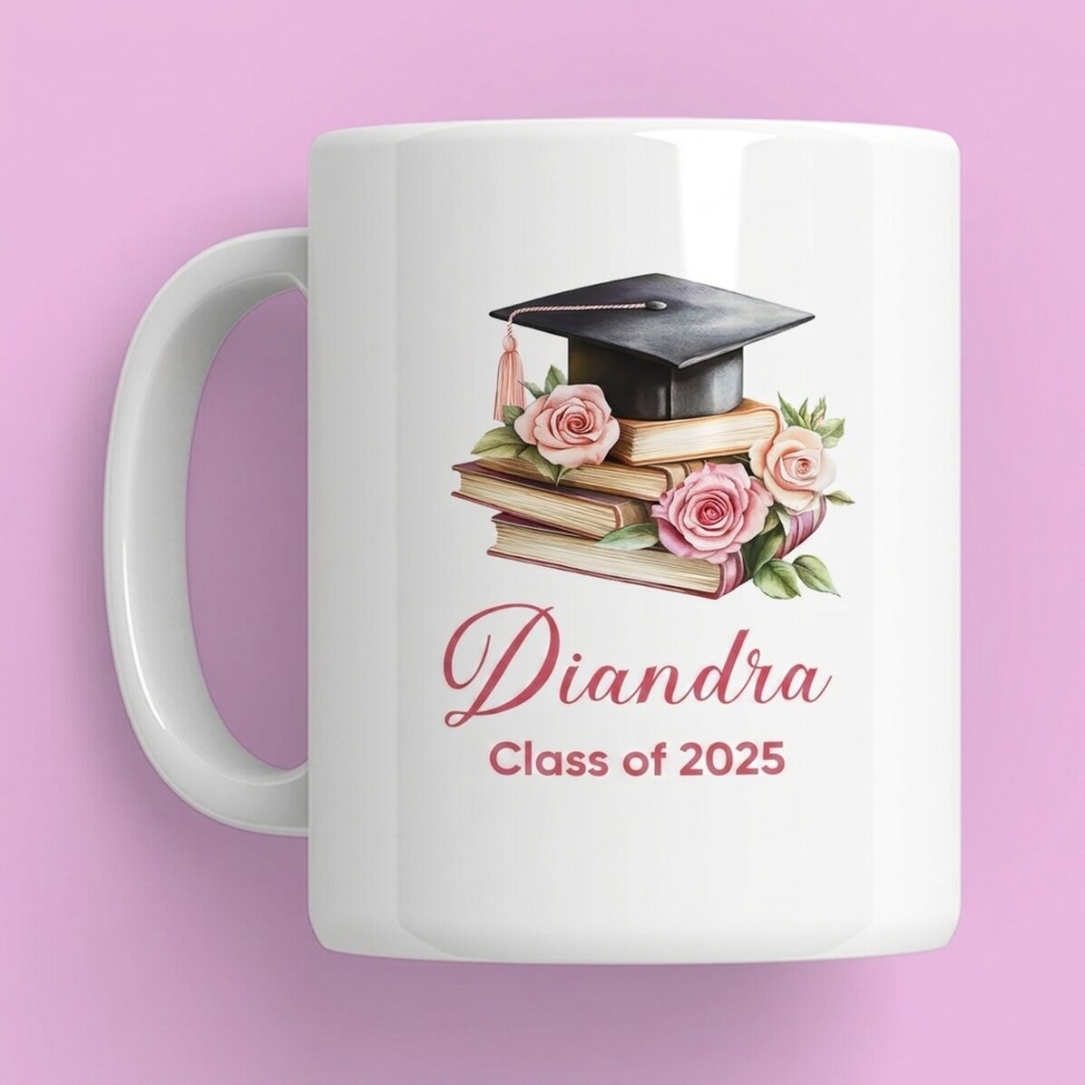 Personalisierte Tasse mit Namen und Text – Schulabschluss
