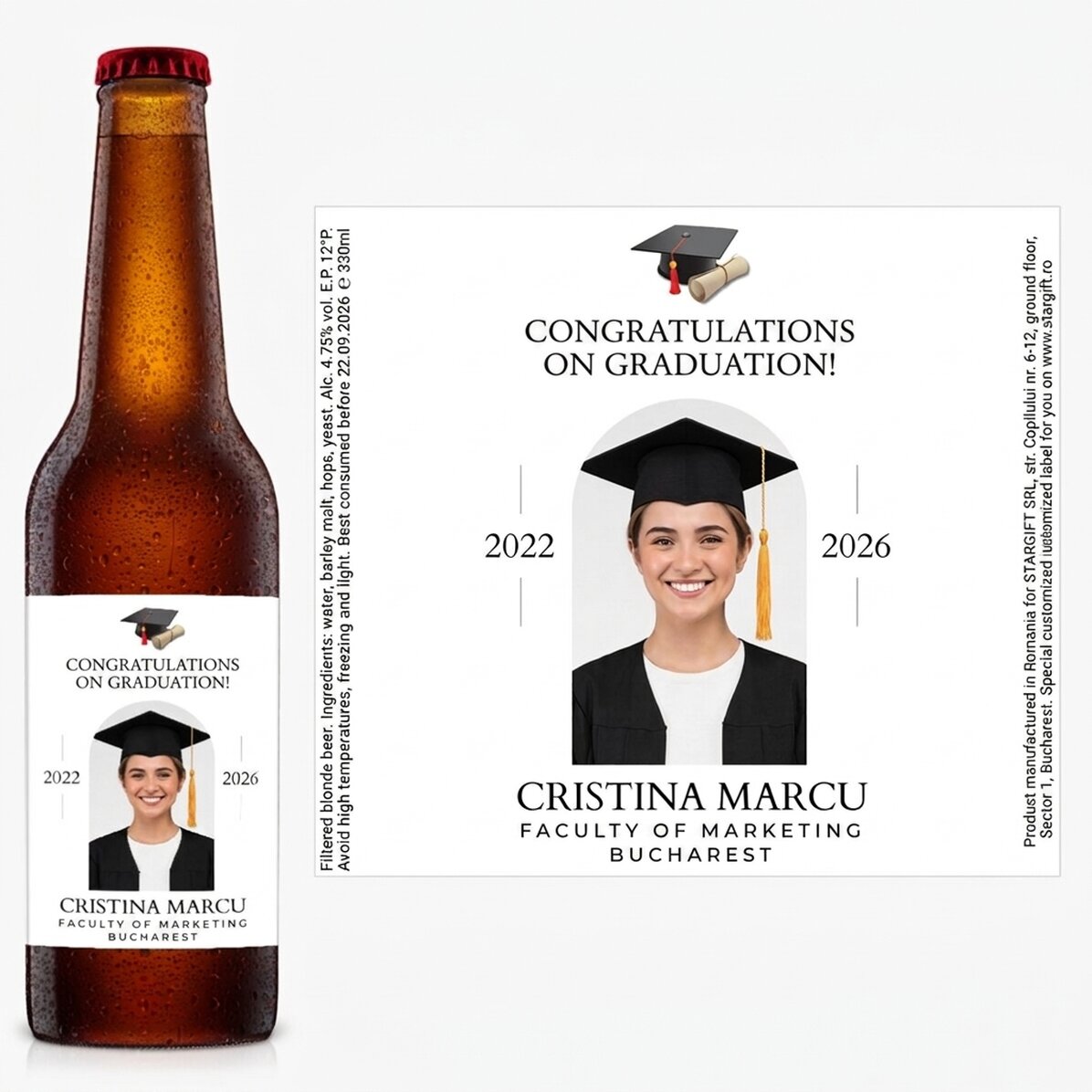 Individuell gestaltetes Bier mit Botschaft und Foto – Abschlussfeier
