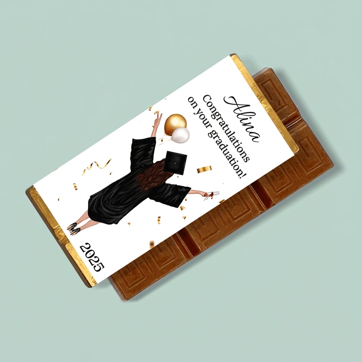Personalisierte Mini-Schokoladentafel mit einer Botschaft für Absolventen