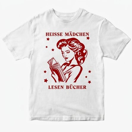 Personalisiertes Baumwoll-T-Shirt – „Hot girls read books“