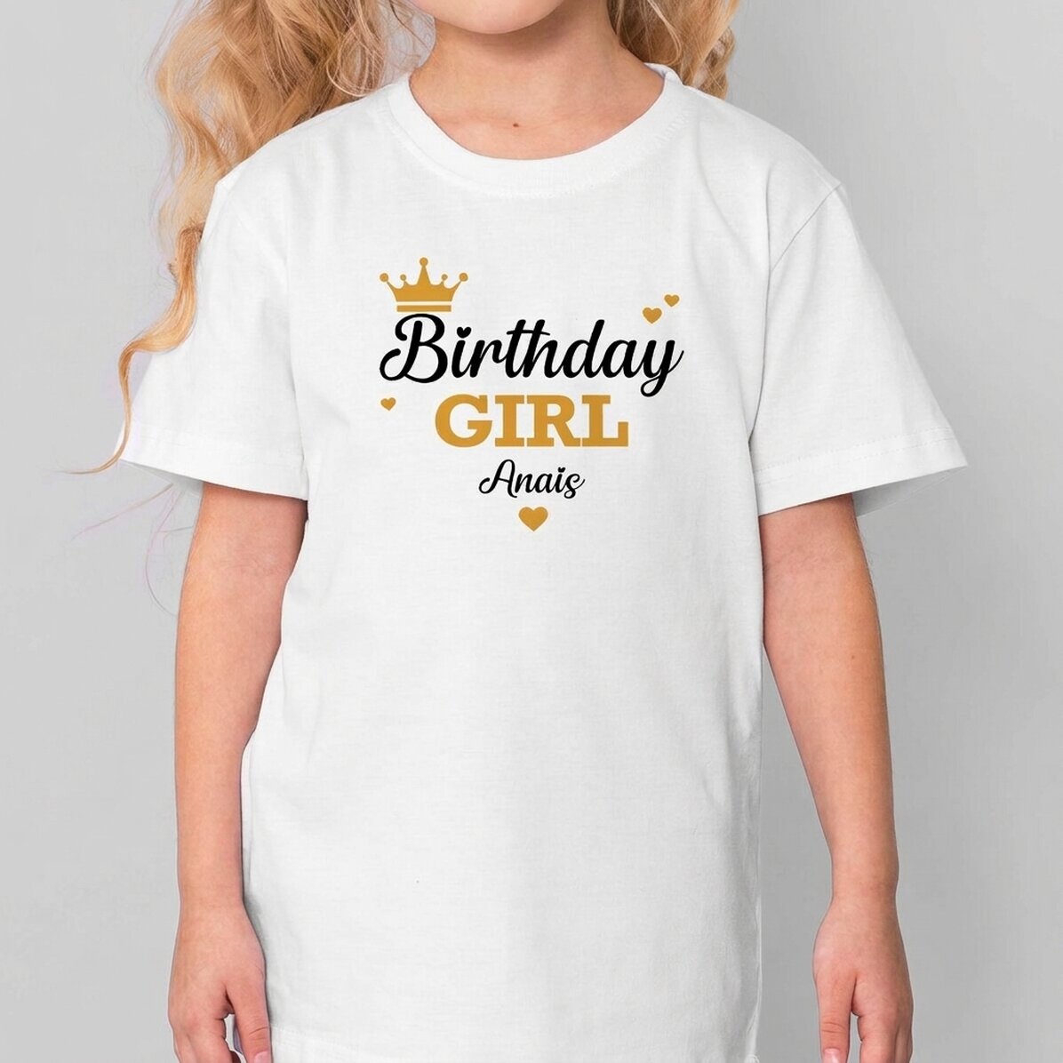 Personalisiertes Baumwoll-T-Shirt für Kinder mit Aufdruck – Birthday