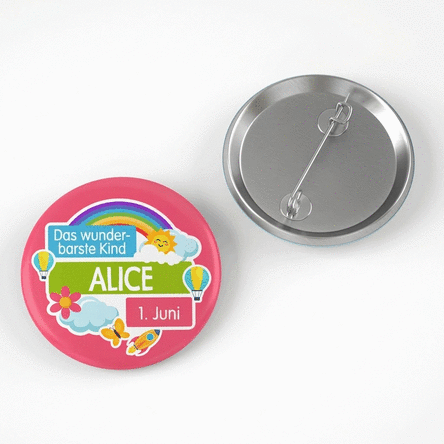 Personalisiertes Button mit Botschaft für Kinder – 1. Juni
