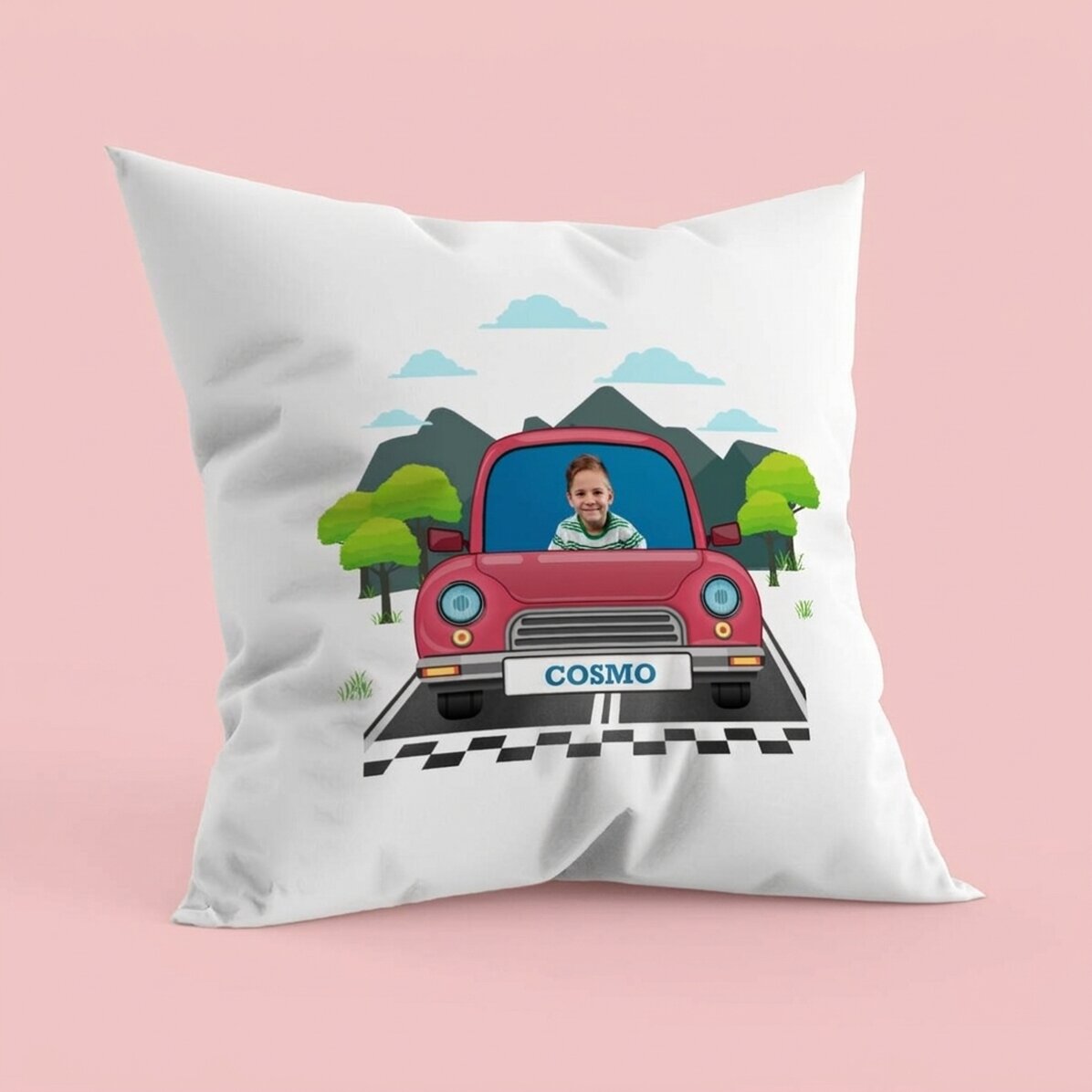 Personalisiertes Kissen mit Foto und Namen – Auto