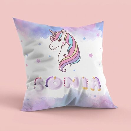 Personalisiertes Kissen mit Namen – Einhorn