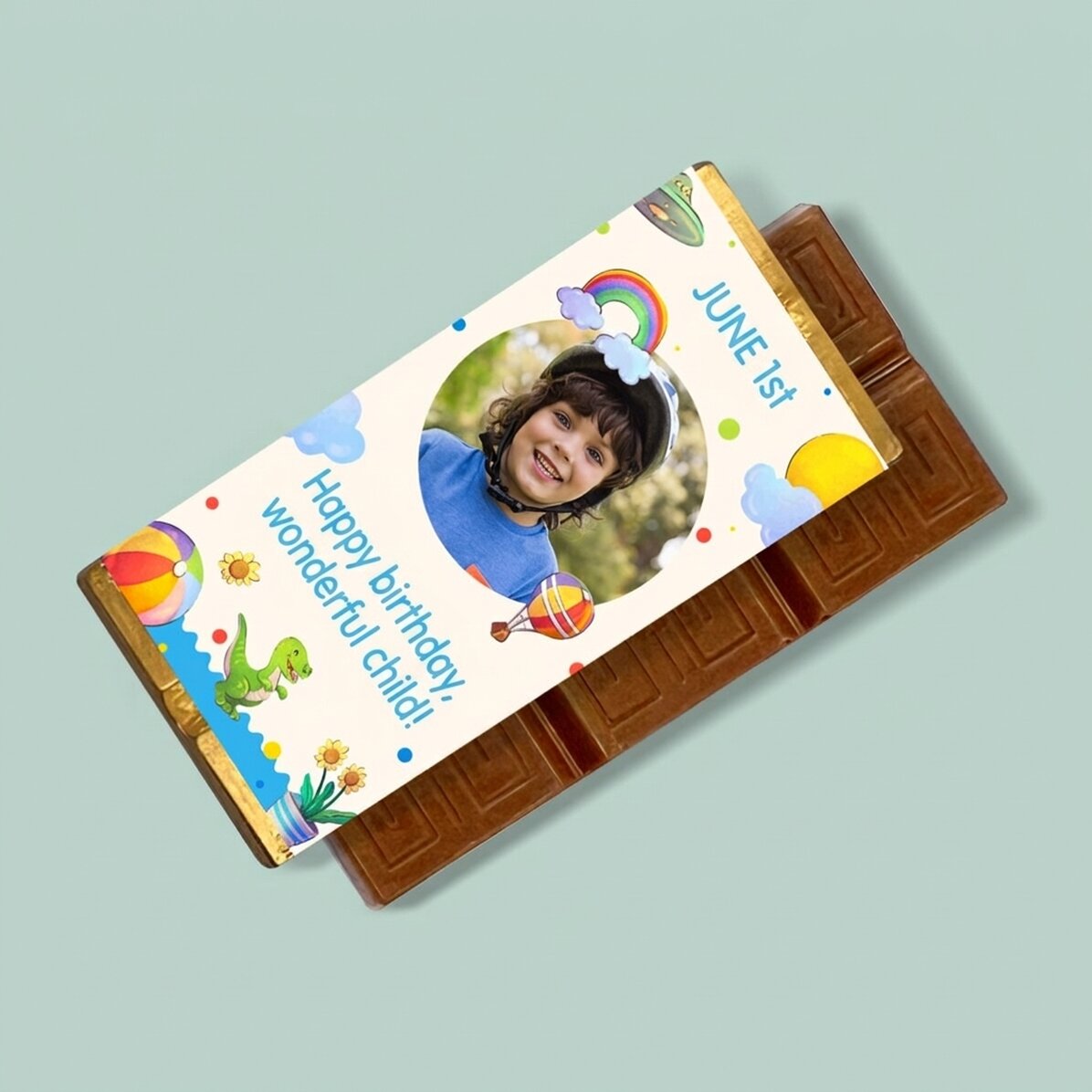 Personalisierte Mini-Schokoladentafel für Kinder mit Foto und Botschaft – Kindertag