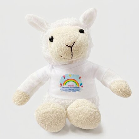 Personalisiertes Schaf mit Botschaft – Regenbogen