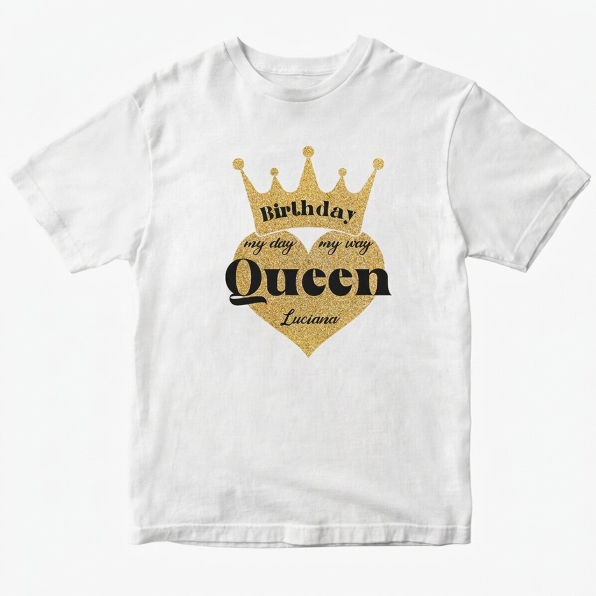 Personalisiertes Baumwoll-T-Shirt mit Aufdruck – Birthday Queen