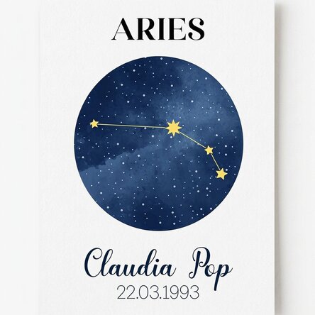 Personalised poster with text - Aries zodiac constellation