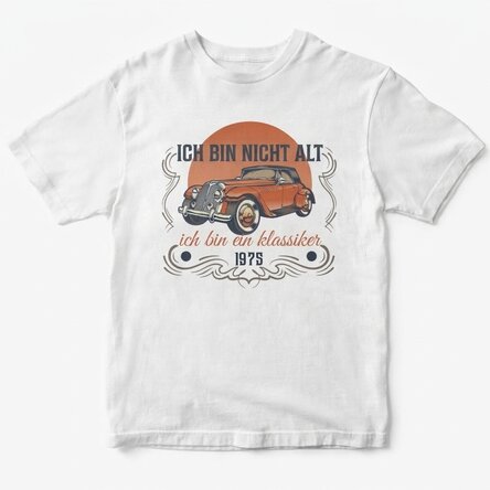 Personalisiertes Baumwoll-T-Shirt mit Aufdruck – „I'm a classic“