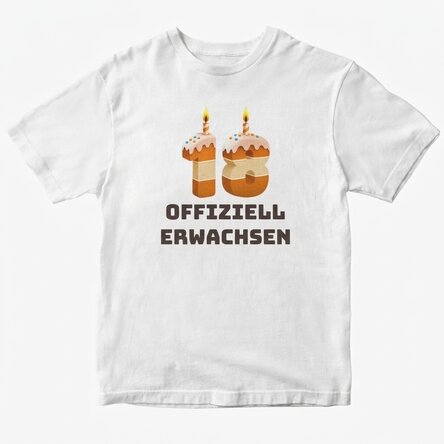 Personalisiertes Baumwoll-T-Shirt mit Aufdruck – 18 Cake
