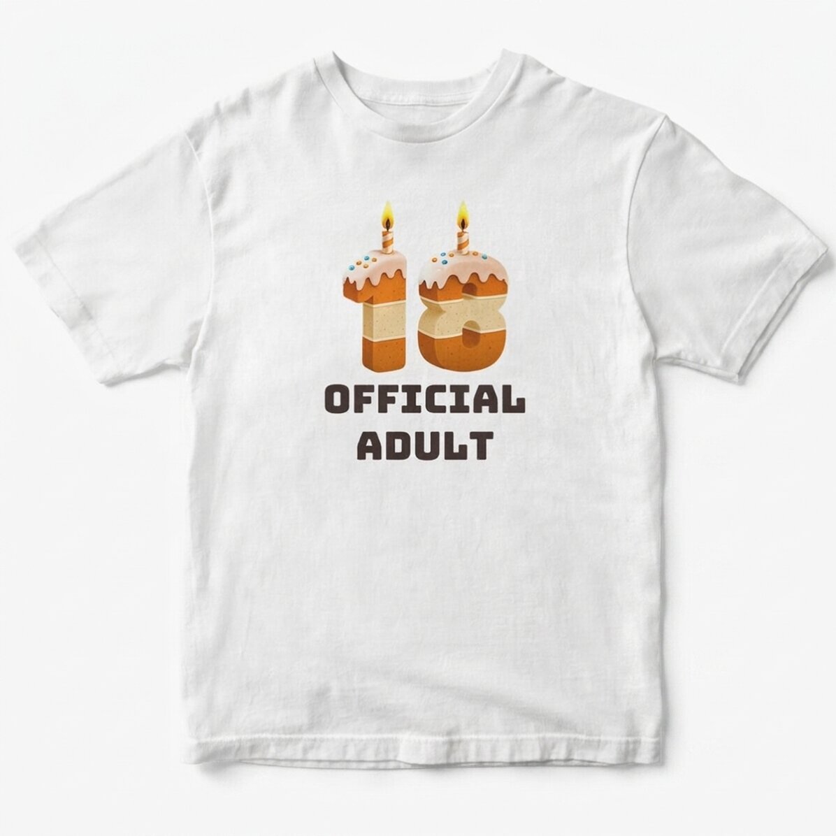 Personalisiertes Baumwoll-T-Shirt mit Aufdruck – 18 Cake
