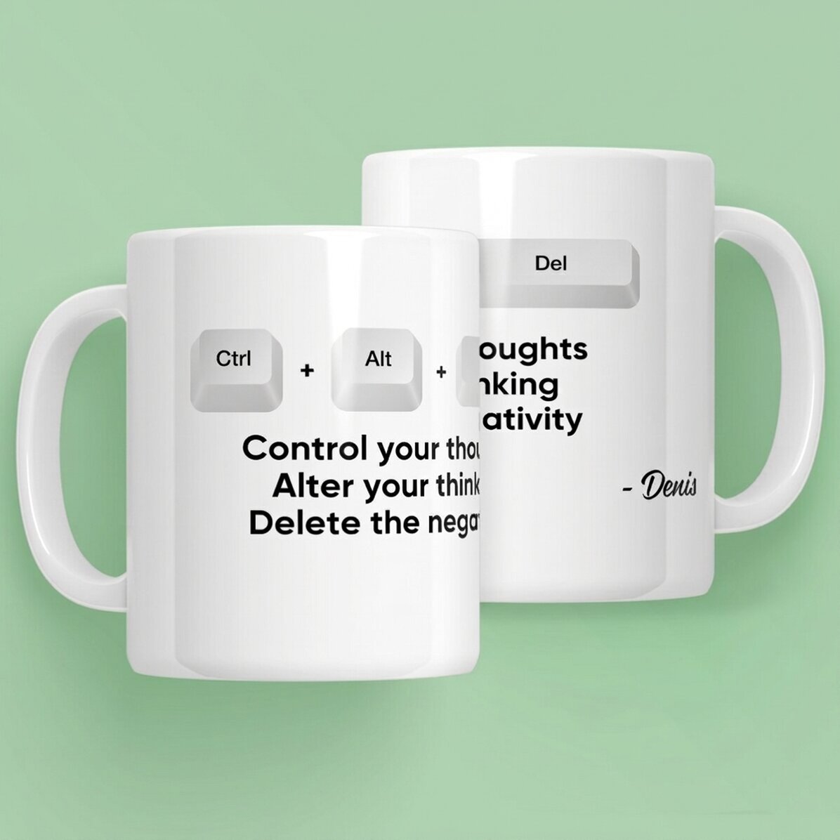 Personalisierter Becher mit Text – Strg + Alt + Entf