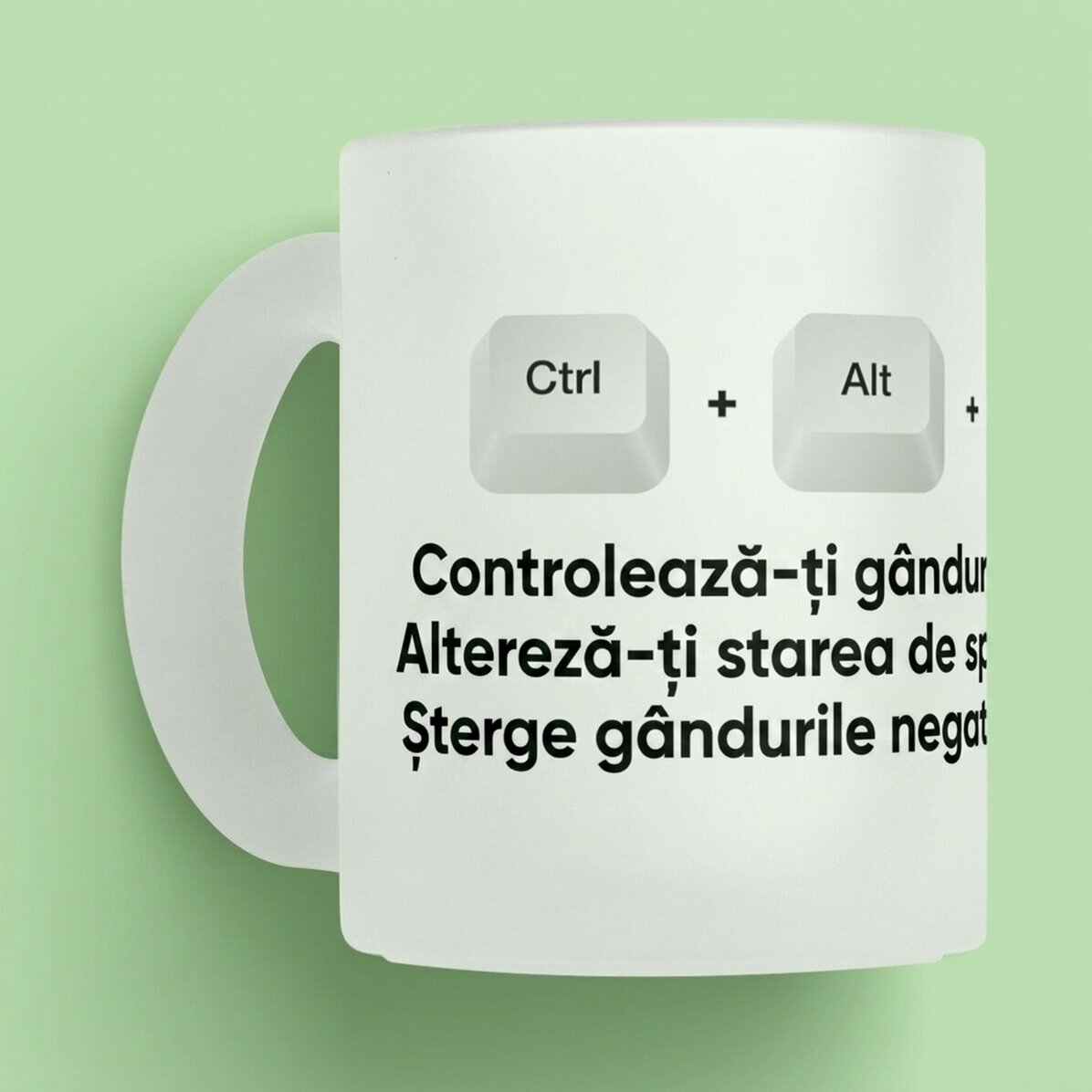 Personalisierter Becher mit Text – Strg + Alt + Entf
