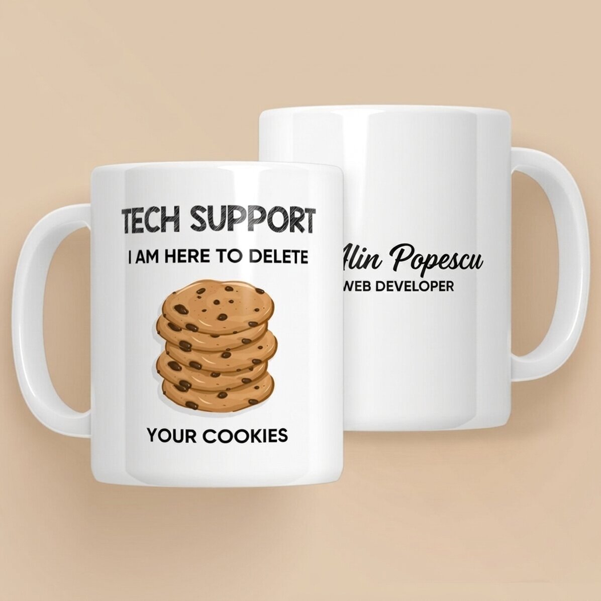 Personalisierte Tasse mit Text – Cookies (Programmierer)