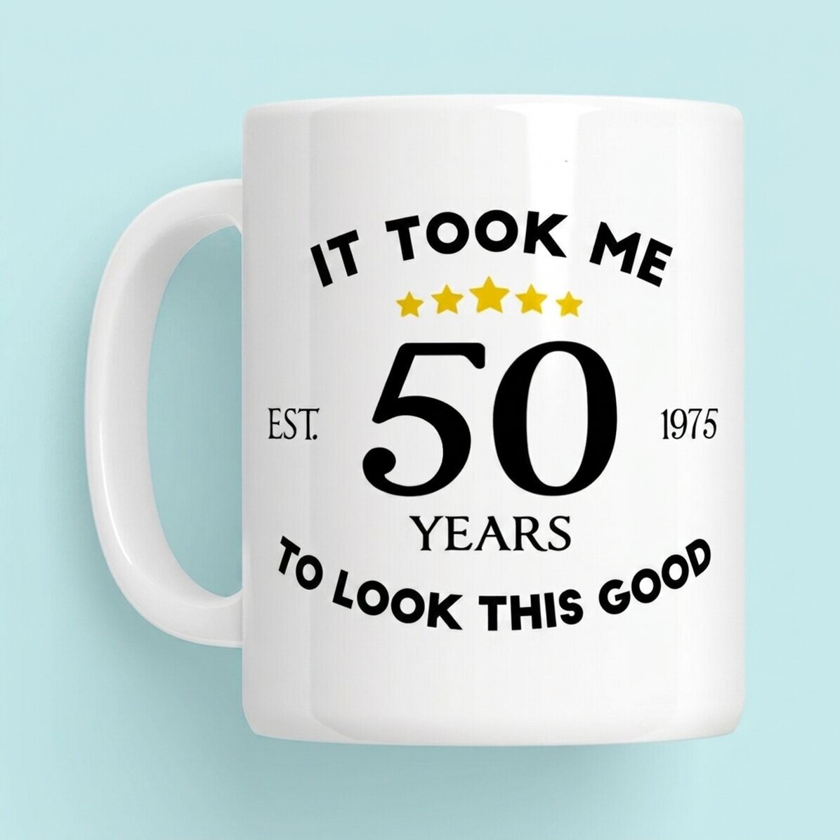 Personalisierte Tasse mit Aufdruck – Ich sehe in meinem Alter gut aus
