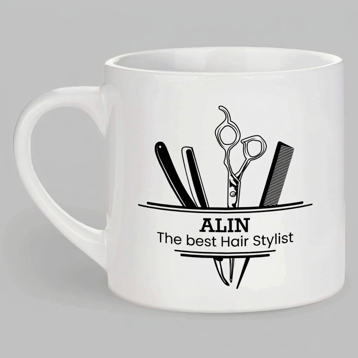 Personalisierte Espressotasse mit Aufdruck – Hair Stylist