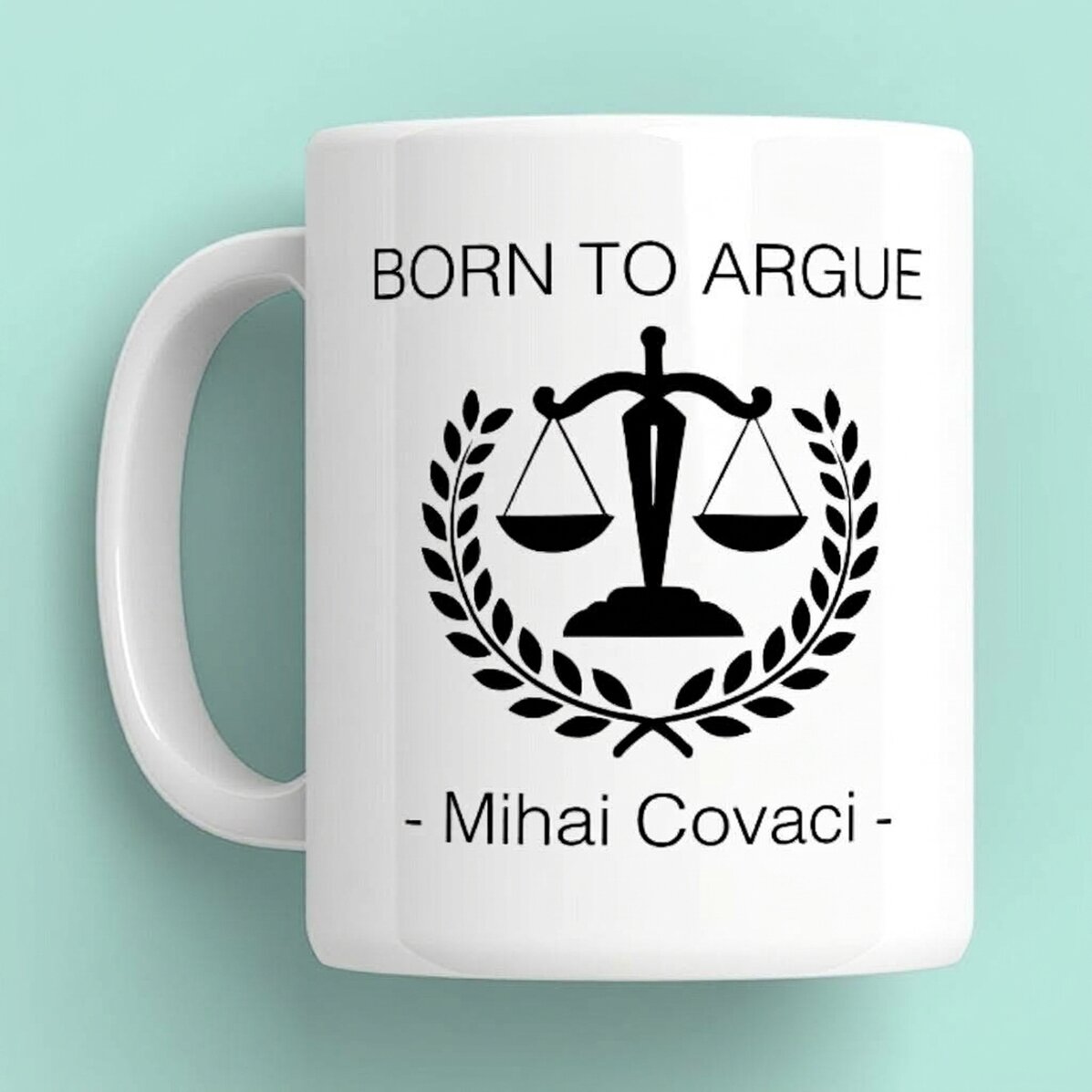 Personalisierte Tasse mit Aufdruck für Anwälte – „Born to argue“