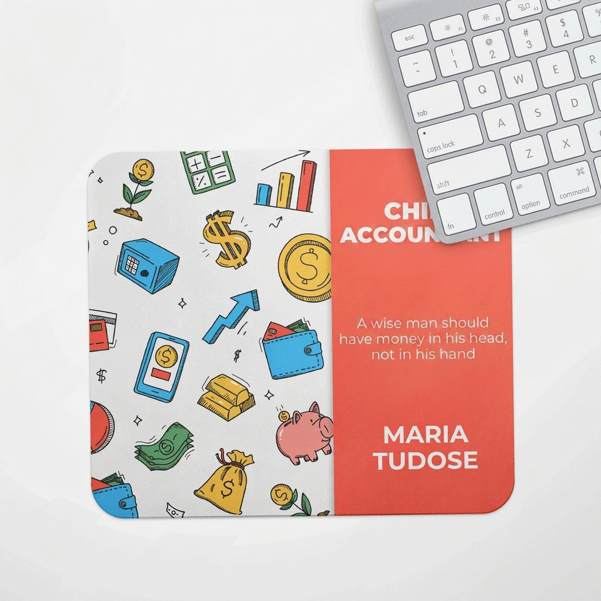 Individuell gestaltetes Mauspad mit Text – Finanzen