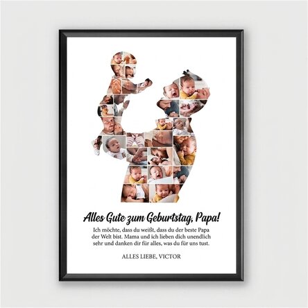 Individuell gestaltetes Bild mit Text und 29 Fotos – Papa und Baby
