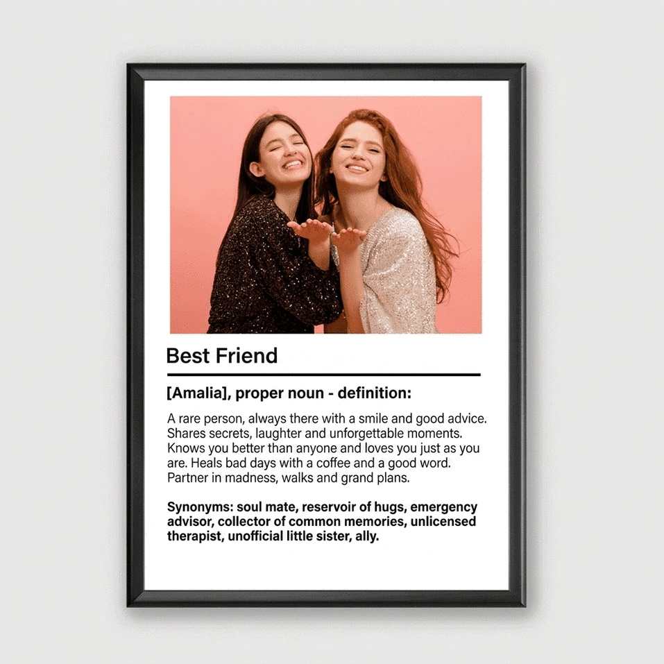 Individuell gestaltetes Bild mit Foto und Text – Definition