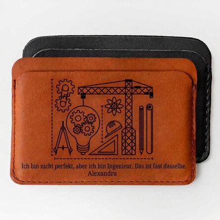Personalisierte Lederbrieftasche mit Widmung – Ingenieur