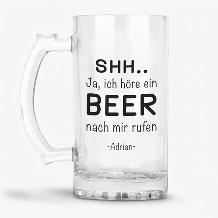 Personalisierter Bierkrug mit Aufschrift – SHH..I hear a BEER