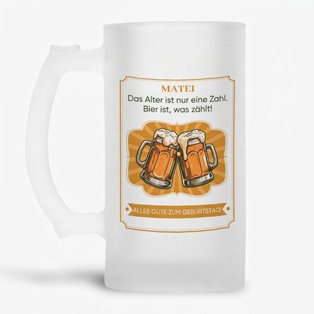 Personalisierter Bierkrug mit Botschaft – Bier zählt!