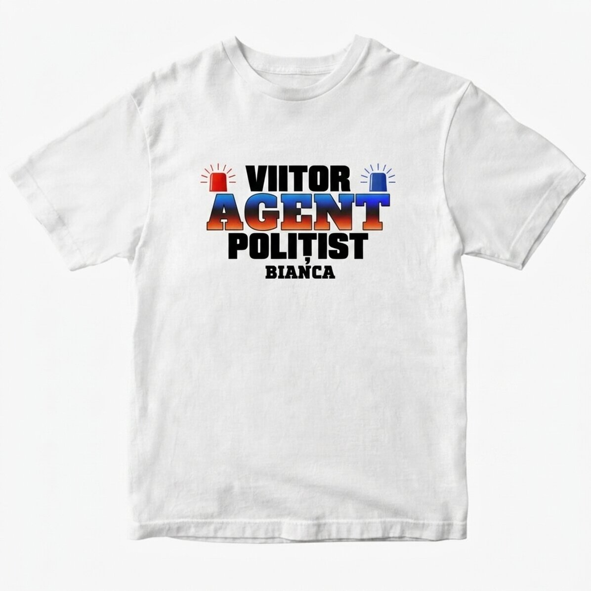 Personalisiertes Baumwoll-T-Shirt mit Aufdruck – „Future police officer“