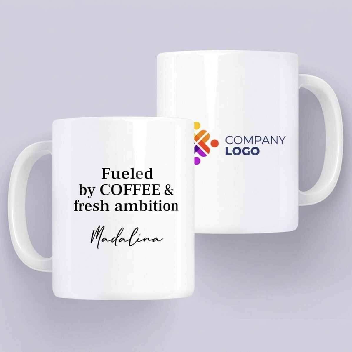 Personalisierter Becher mit Logo und Botschaft