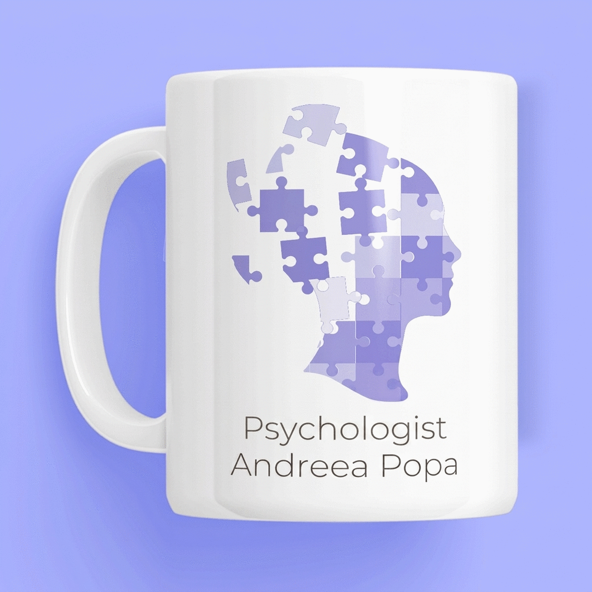 Personalisierte Tasse mit Text für Psychologen – Mental Puzzle