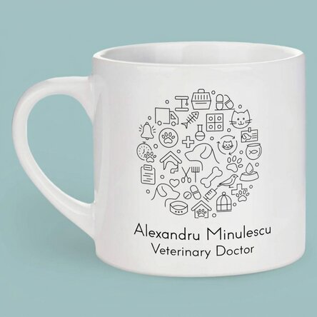 Personalisierte Espressotasse mit Aufdruck für Tierärzte