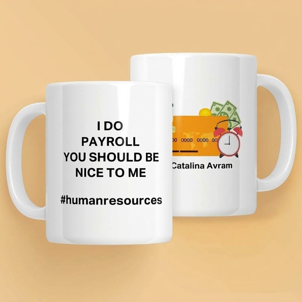Personalisierter Becher mit Text – HR