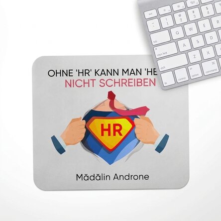 Individuell gestaltetes Mauspad mit Botschaft – HR