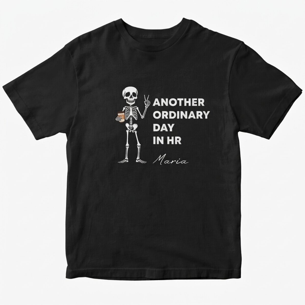 Personalisiertes Baumwoll-T-Shirt mit Aufdruck – „Just another day“