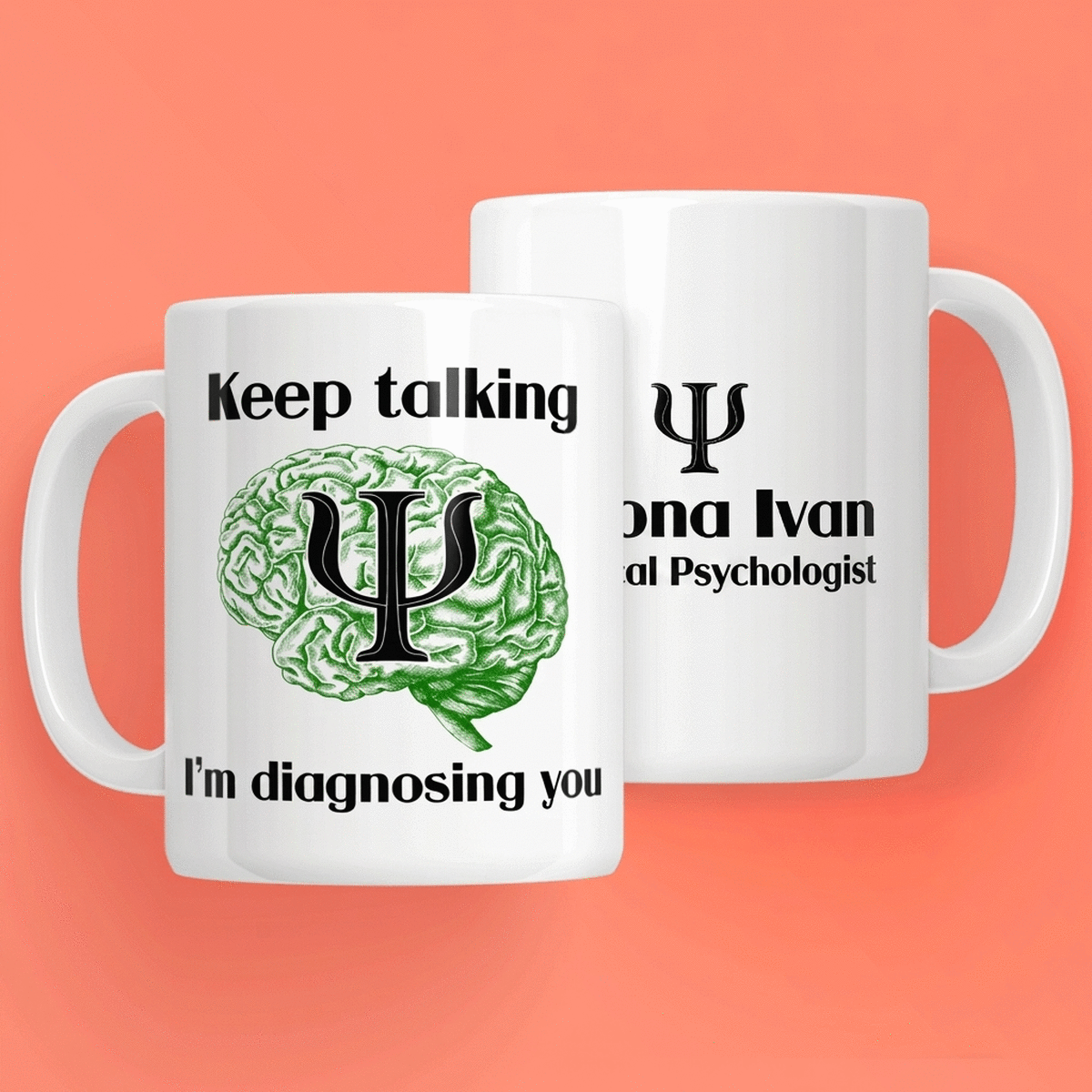 Personalisierte Tasse mit Text für Psychologen – Psyche
