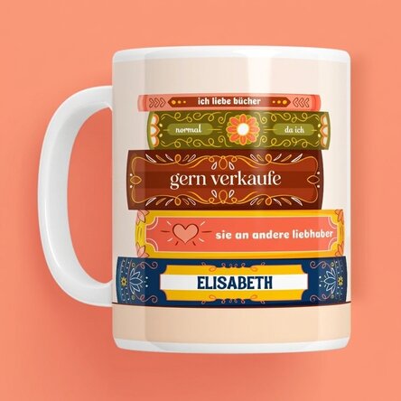 Personalisierte Tasse mit Text – Buchhandlung
