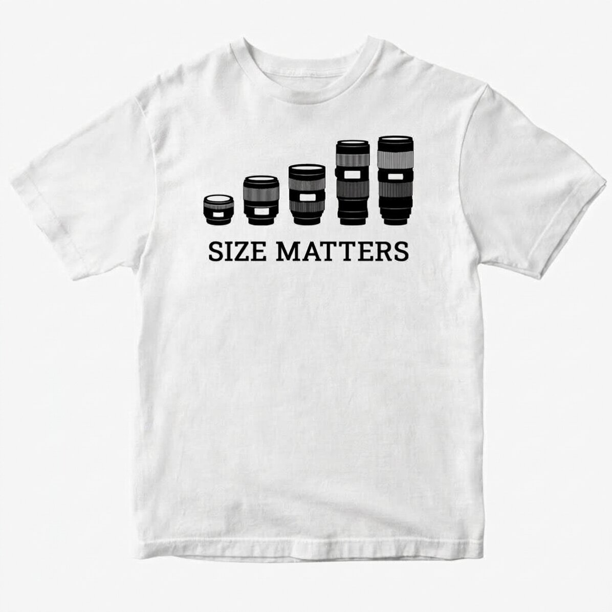 Personalisiertes Baumwoll-T-Shirt für Fotografen – Size Matters