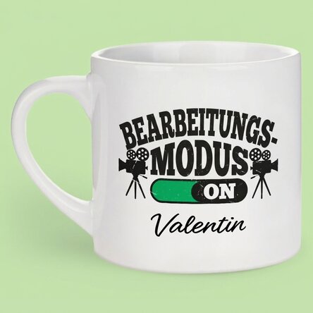 Personalisierte Espressotasse mit Text – Bearbeitungsmodus aktiviert