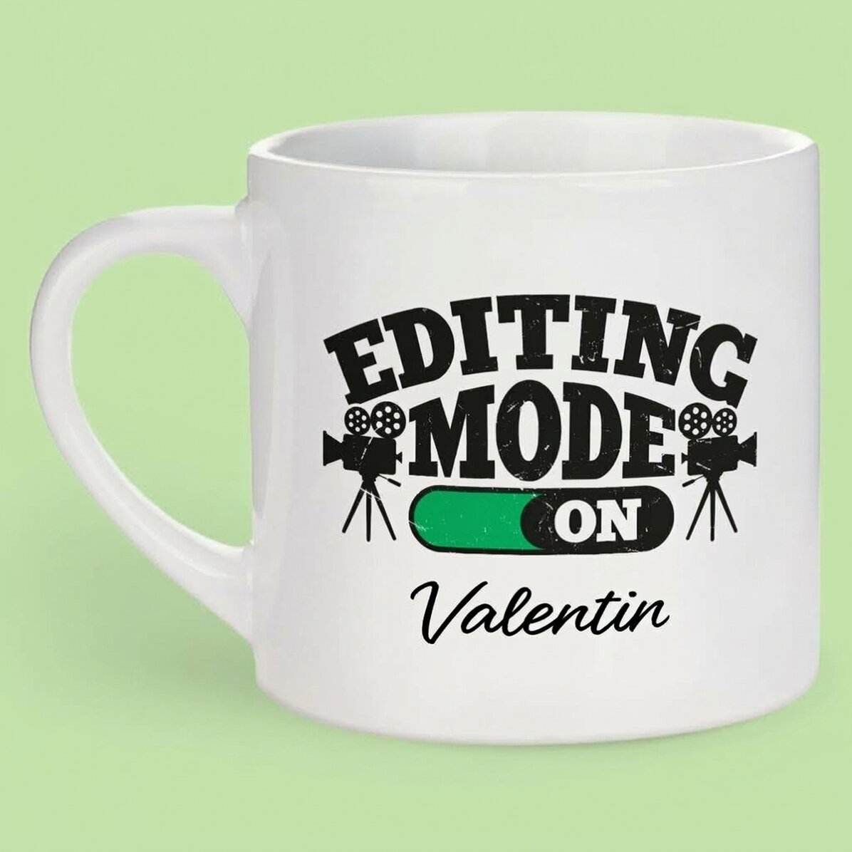 Personalisierte Espressotasse mit Text – Bearbeitungsmodus aktiviert