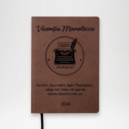 Personalisierter Leder-Terminkalender mit Text – Journalist