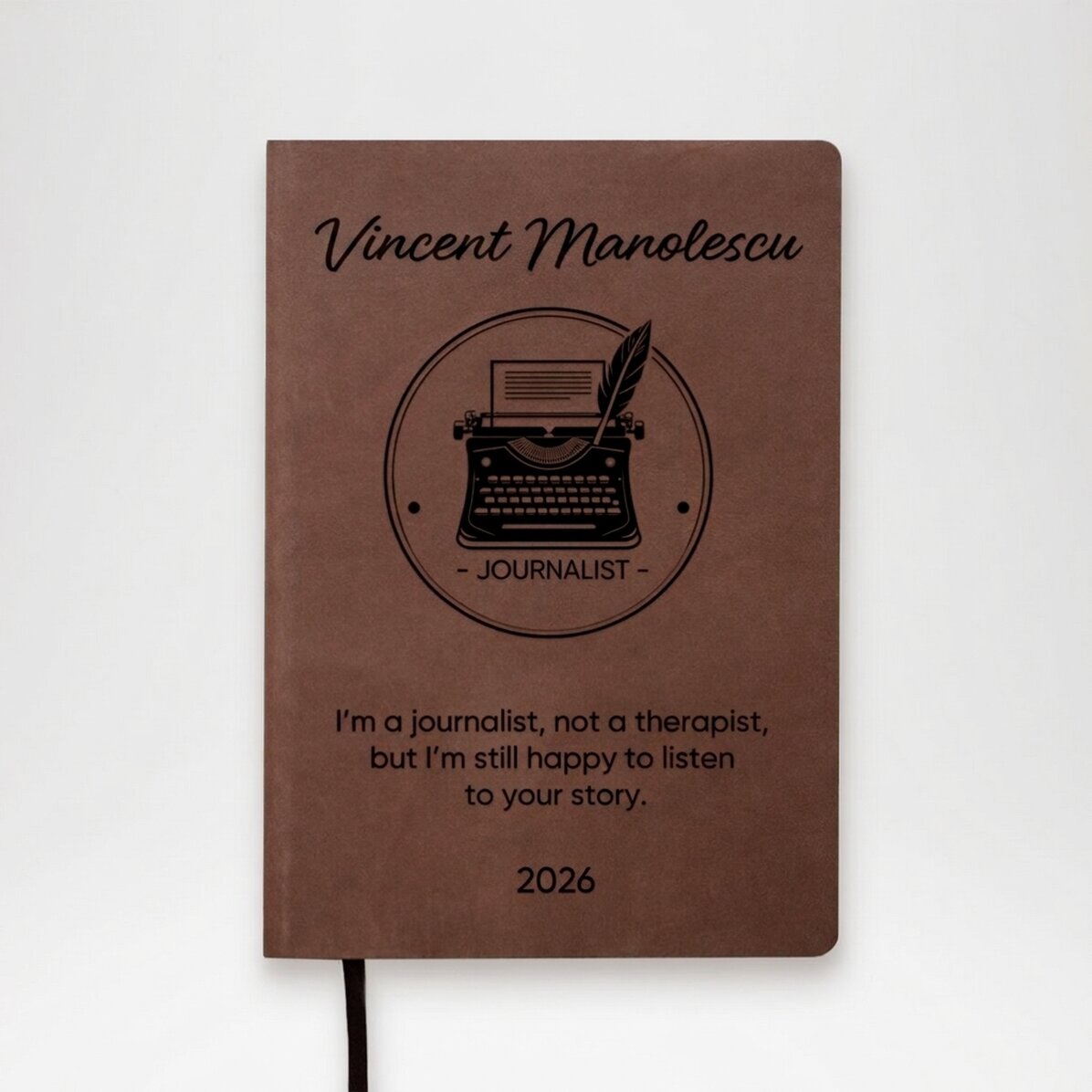 Personalisierter Leder-Terminkalender mit Text – Journalist