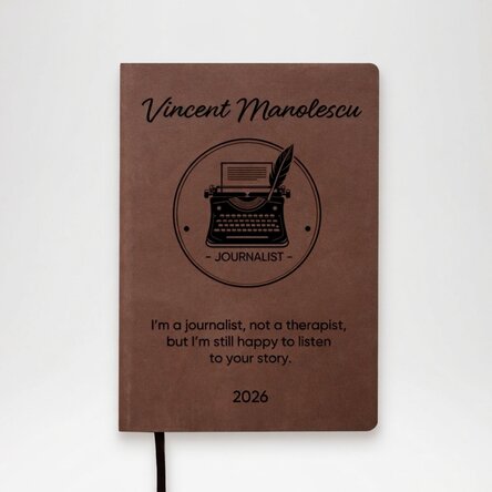 Personalisierter Leder-Terminkalender mit Text – Journalist