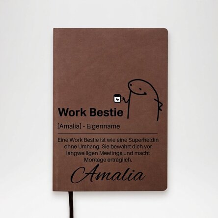 Personalisierter Leder-Terminkalender mit Text – Work Bestie