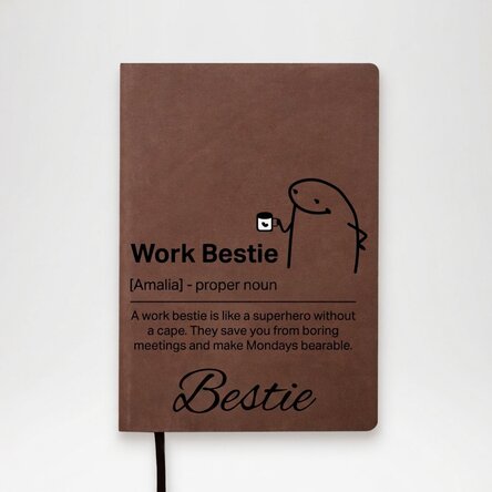 Personalisierter Leder-Terminkalender mit Text – Work Bestie