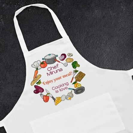 Individuell gestaltete Schürze mit Text – Kitchen tale