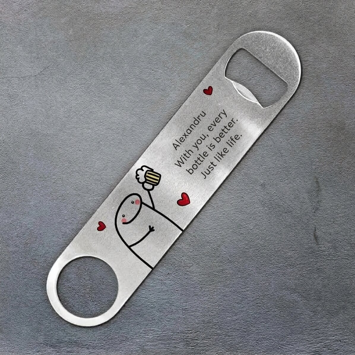Personalisierter Bieröffner mit Botschaft – Cute Love